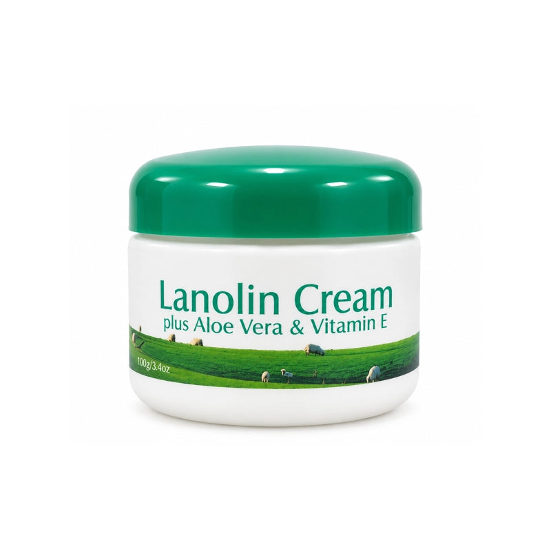 Lanolin Hand & Body Cream (Green Lid) 100g × 6 Pack | Vitamin E & Aloe Vera