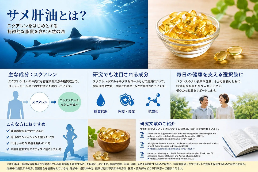 サメ肝油とは？スクアレン・スクワランの違い、成分や摂取時の注意点を解説