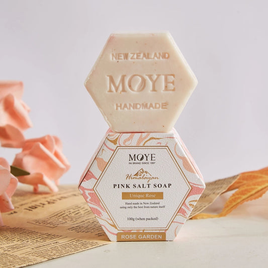 MOYE ピンクソルトソープ 100g｜ニュージーランド製ハンドメイド石鹸（ローズ＆ピンクペッパー）