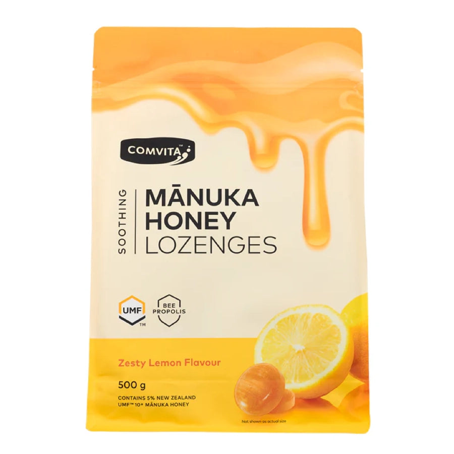 Comvita UMF™10+ マヌカハニー＆プロポリス のど飴 レモン味 500g｜ニュージーランド産 大容量ロゼンジ