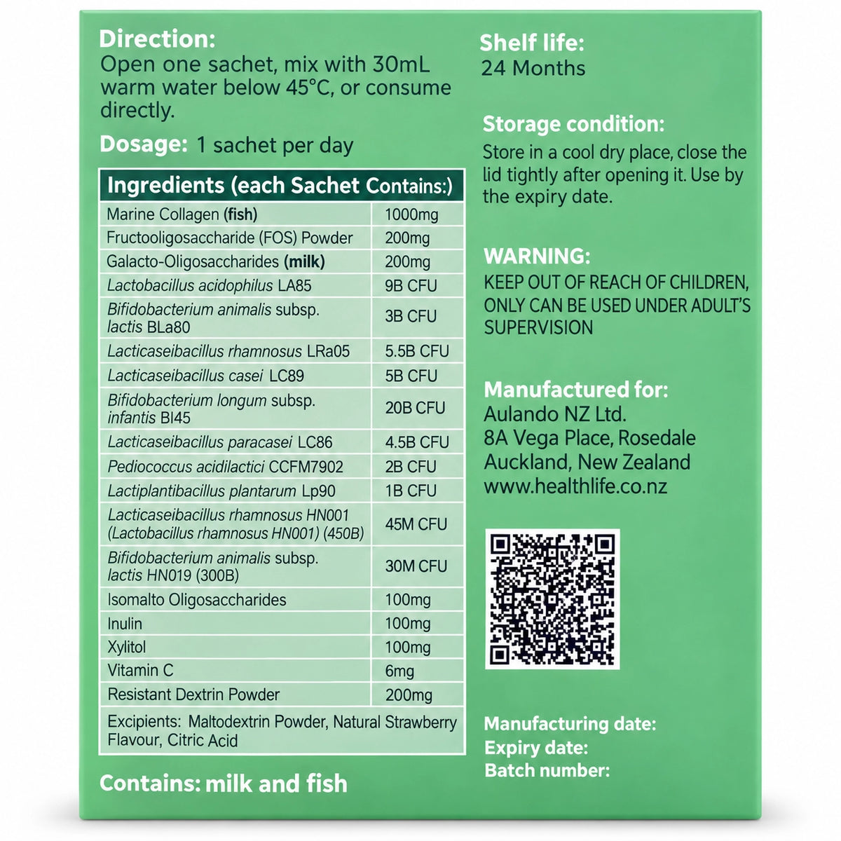 Health Life プロバイオティクス 500億CFU｜10菌株＋5種プレバイオティクス 30包 NZ製 x 3個セット